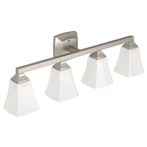 4 light vanity light brushed nickel - This modern posh wall sconce and vanity light collection features a simplistic design with four classic finish options: choose from brushed nickel, polished chrome, matte black or western bronze. The inner heavy glass is sand blasted inside and encased within outer clear glass shades for a sophisticated and stunning look. This unique illumination effect …